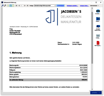 Mahnung erstellen Mahnung erstellen