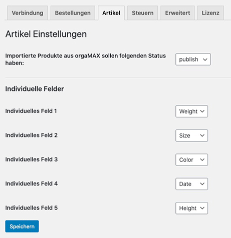 Artikel-Einstellungen