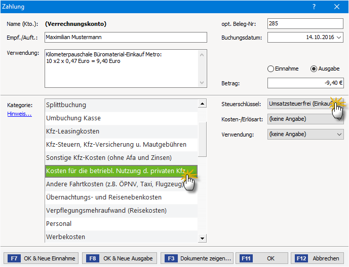 Beispiel: Abrechnung der Reisekosten | orgaMAX Bürosoftware