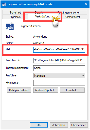 orgaMAX Start Eigenschaften